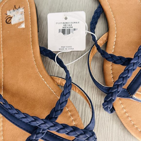 NWT ETC Navy Blue Strap Flip Flop Sandals Size 11 - Picture 3 of 5